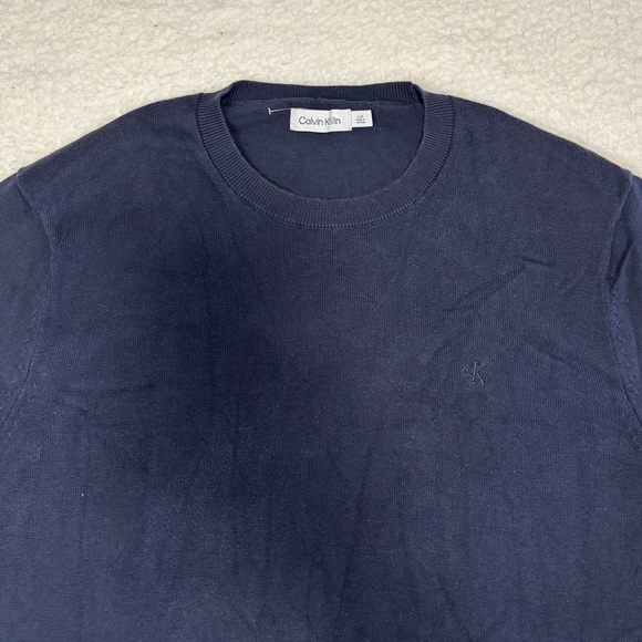 Calvin Klein Men Blue Knit Crewneck Sweater - Picture 4 of 11